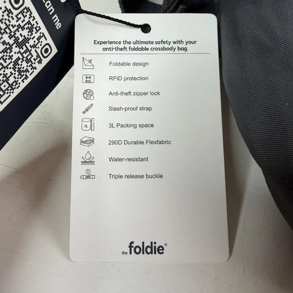 Foldie Gray Unisex Crossbody Bag RFID Safe NWT - Picture 5 of 5